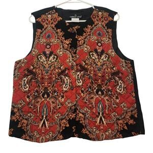 Vintage Carole Quilted Vest, Oriental Print, Size 10, Made in USA